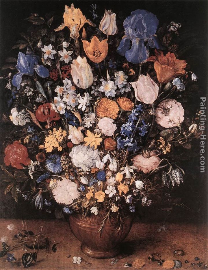 Bouquet in a Clay Vase painting - Jan the elder Brueghel Bouquet in a Clay Vase art painting